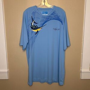 Fishing Life Men’s Blue UPF Sun Protection Swordfish T-Shirt Size 2X
